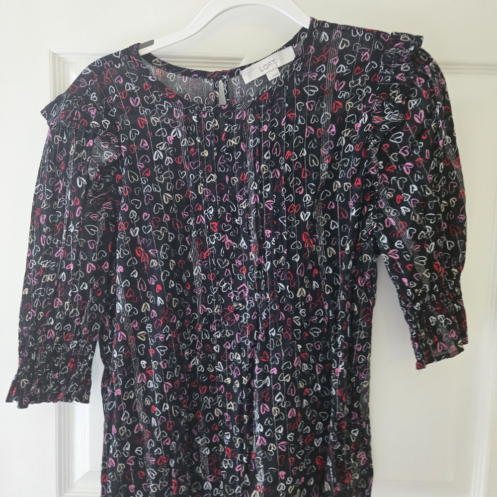 Black Heart Patterned Blouse